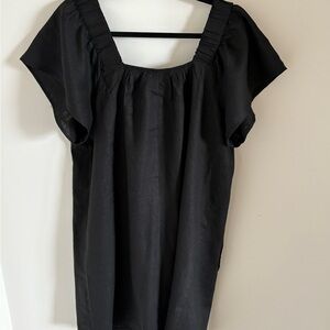 Nicole Miller Original Casual Linen Black Dress with Pockets Size L BNWT